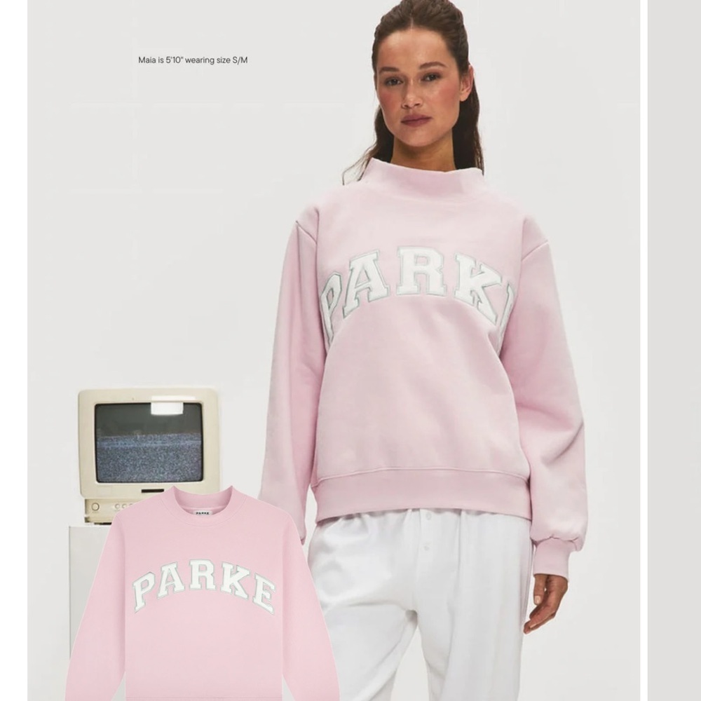 Parke x Sprinkle NEW Varsity Mockneck Fleece Sweatshirt Pink Size XXL NWT